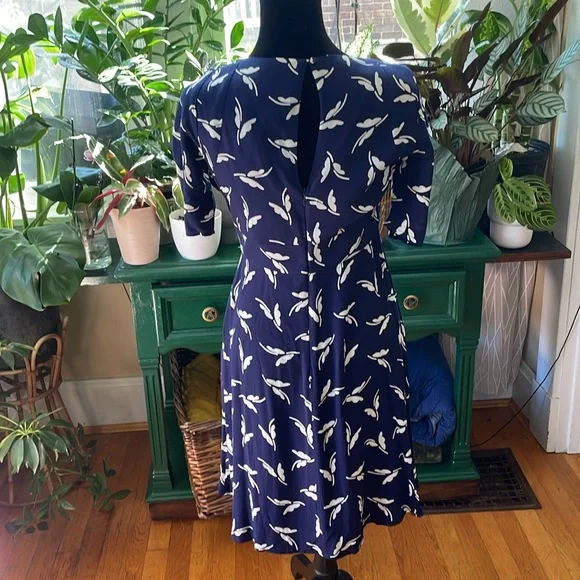 Anthropologie navy printed dress - Picture 4 of 6